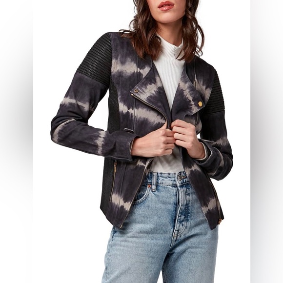 NWOT AS by DF tie dye Amber leather moto jacket - Picture 1 of 10